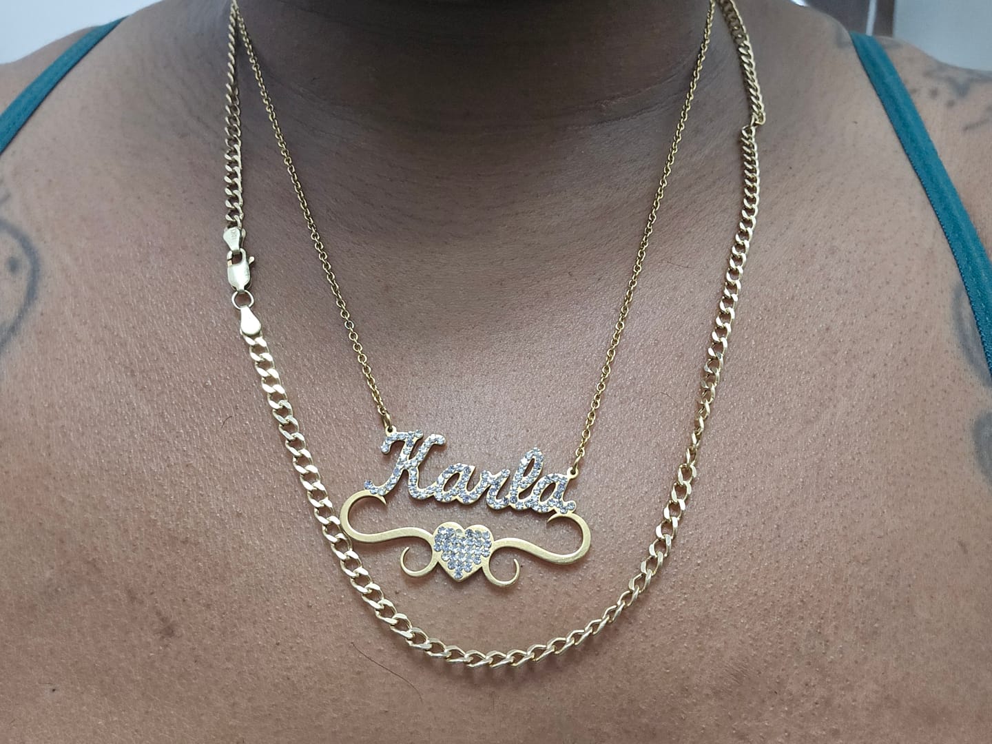 Customer photo review of Ice out Personalized Single Name Nameplate Necklace