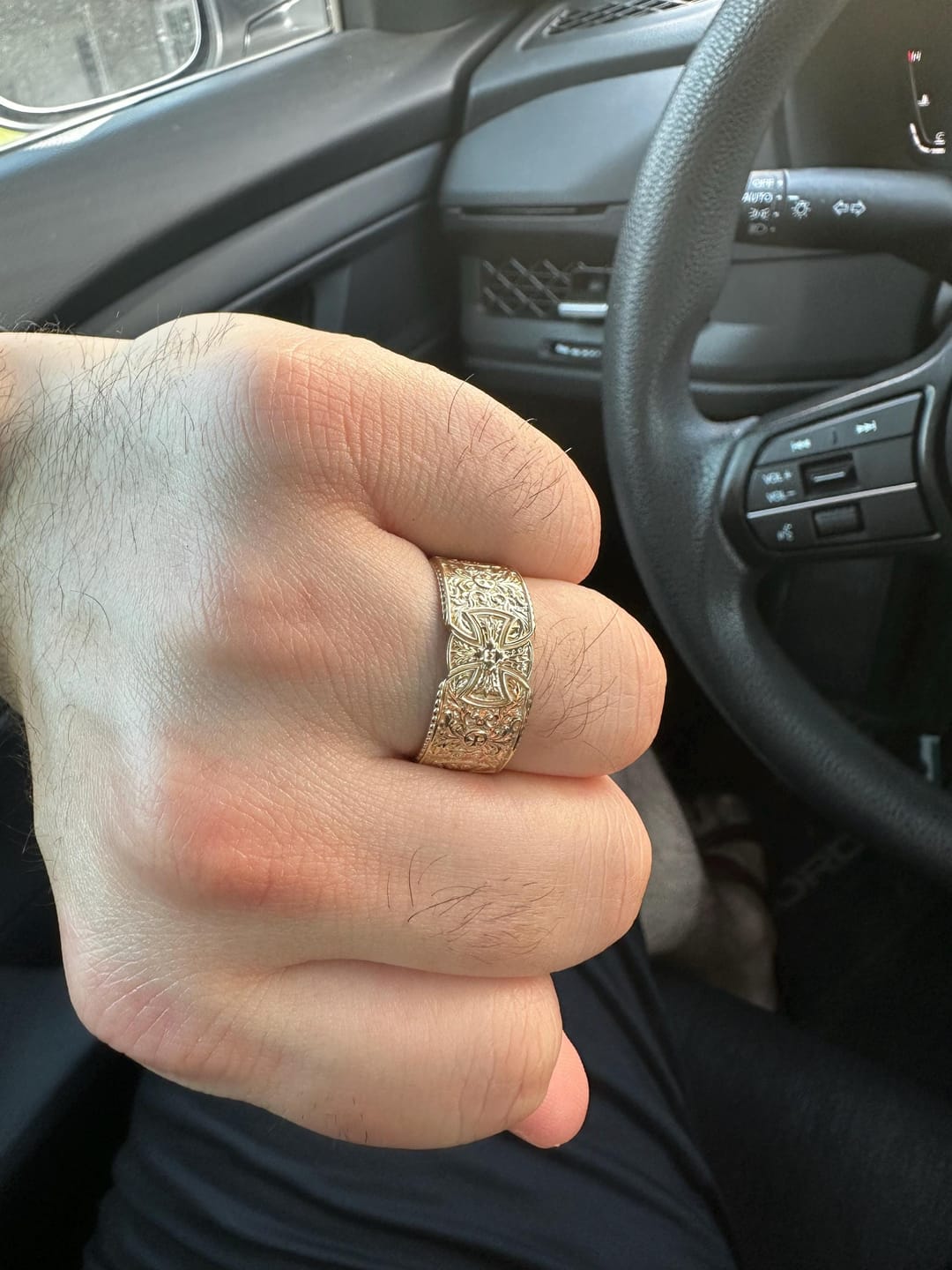 Customer photo review of Templar Cross Band Ring
