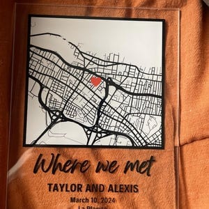 Customer photo review of Where We Met Map Plaque