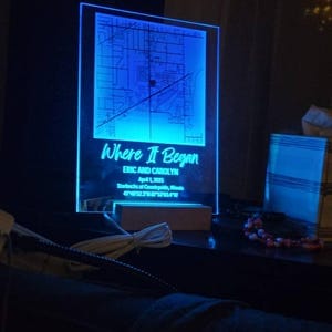 Customer photo review of Where We Met Map Plaque