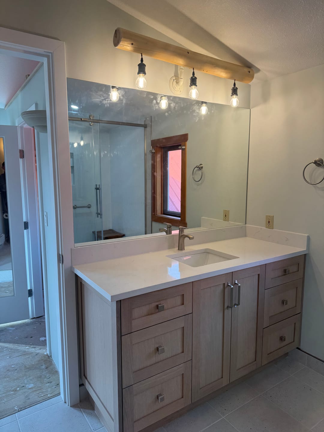Customer photo review of Bridgeport 60" White Oak Bathroom Vanity
