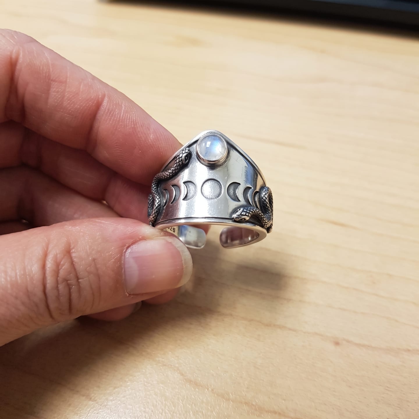 Customer photo review of Serpent Moonstone Ring