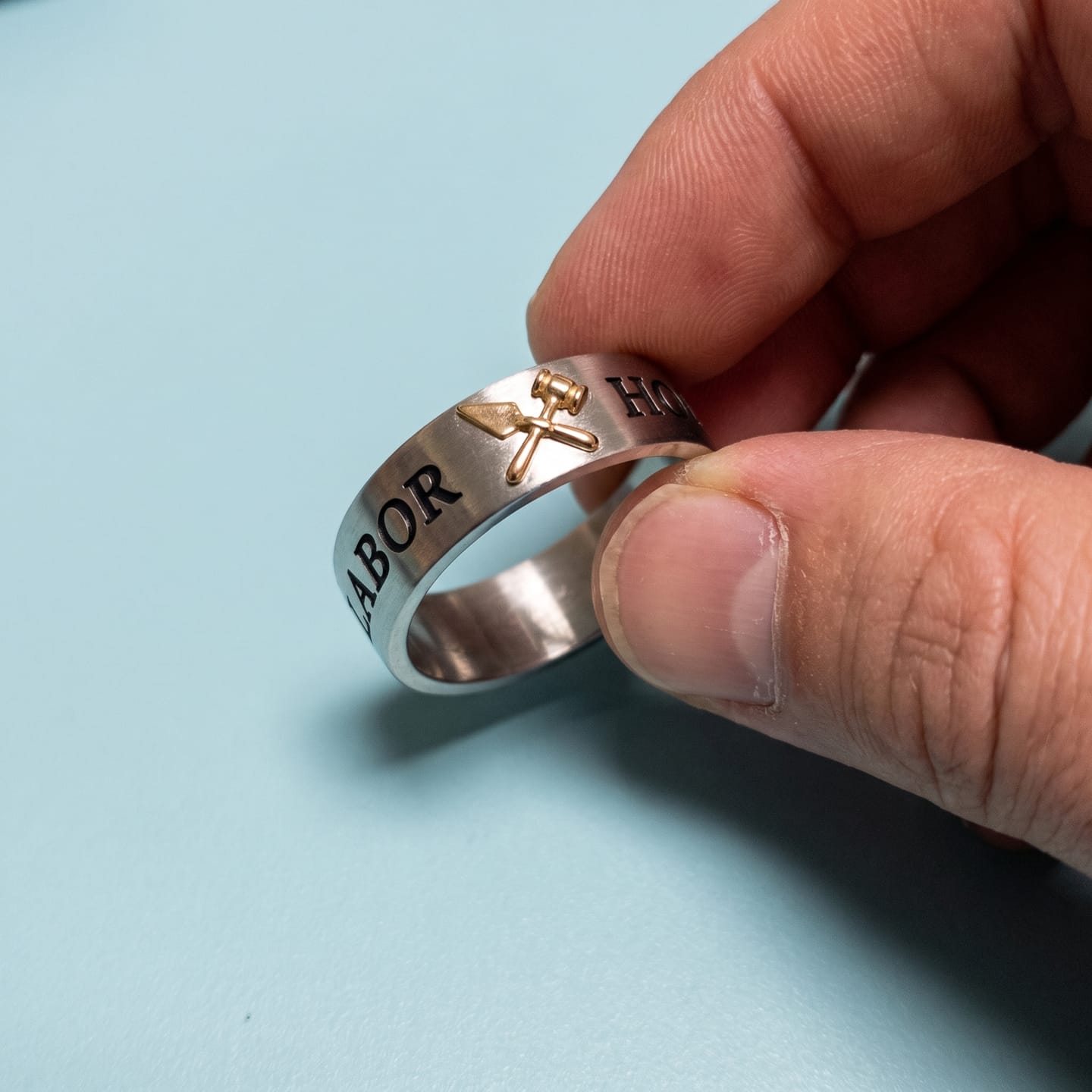 Customer photo review of Labor Et Honor Masonic Ring