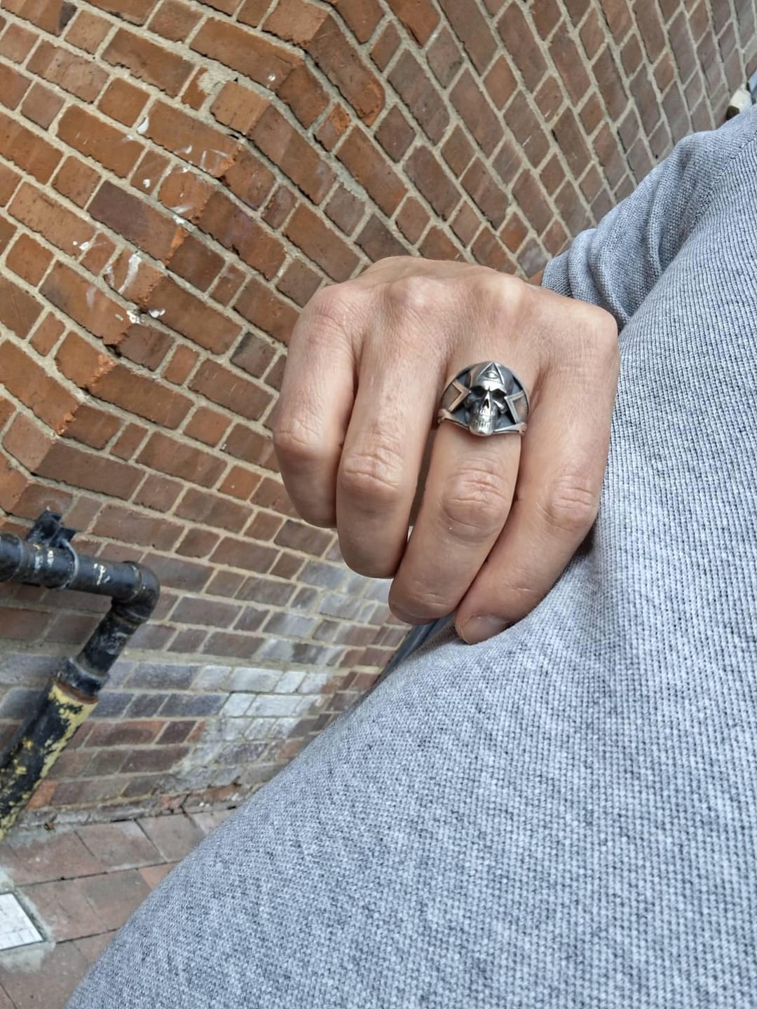 Customer photo review of All-Seeing Eye Masonic Skull Ring