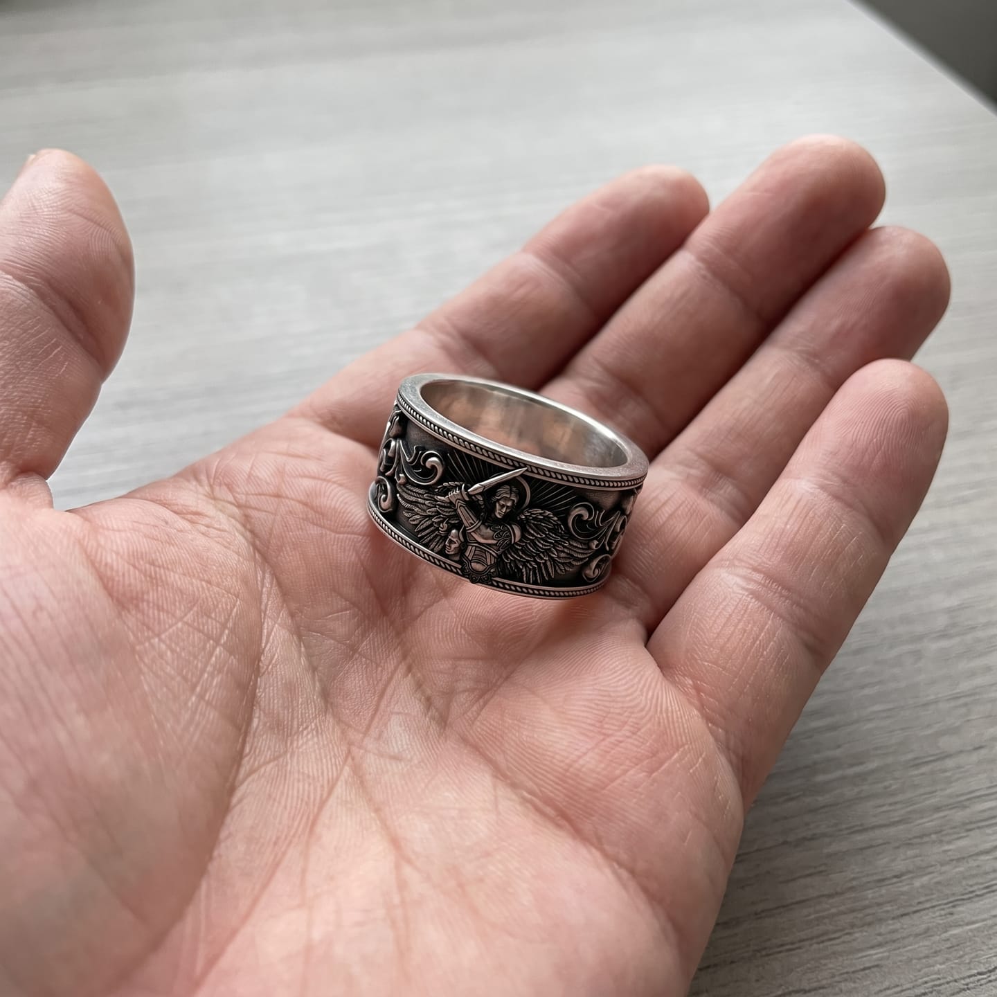Customer photo review of Saint Michael Sword Ring