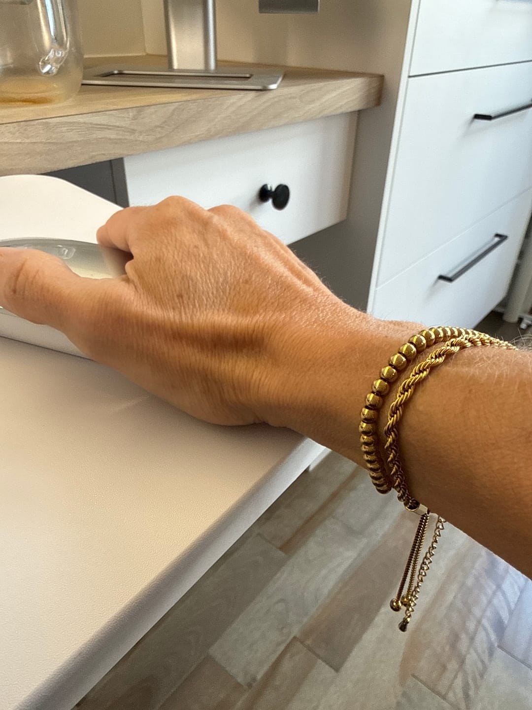 Customer photo review of Niloya Beaded Gold Bracelet