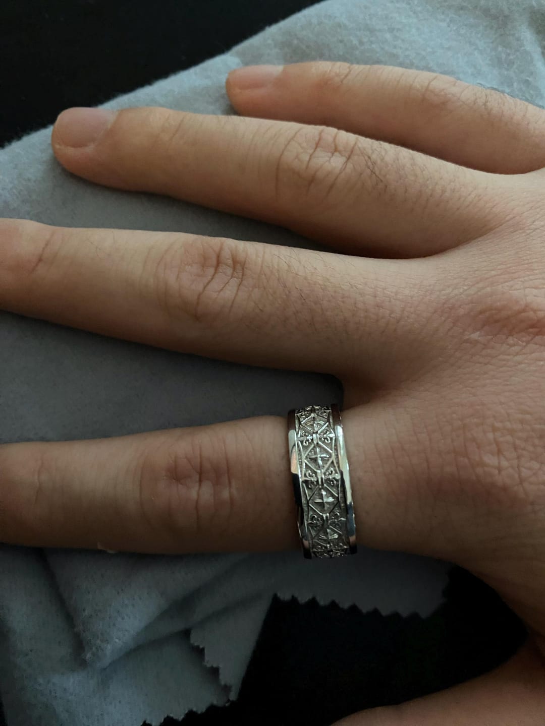 Customer photo review of Cross Fleur de Lis Ring