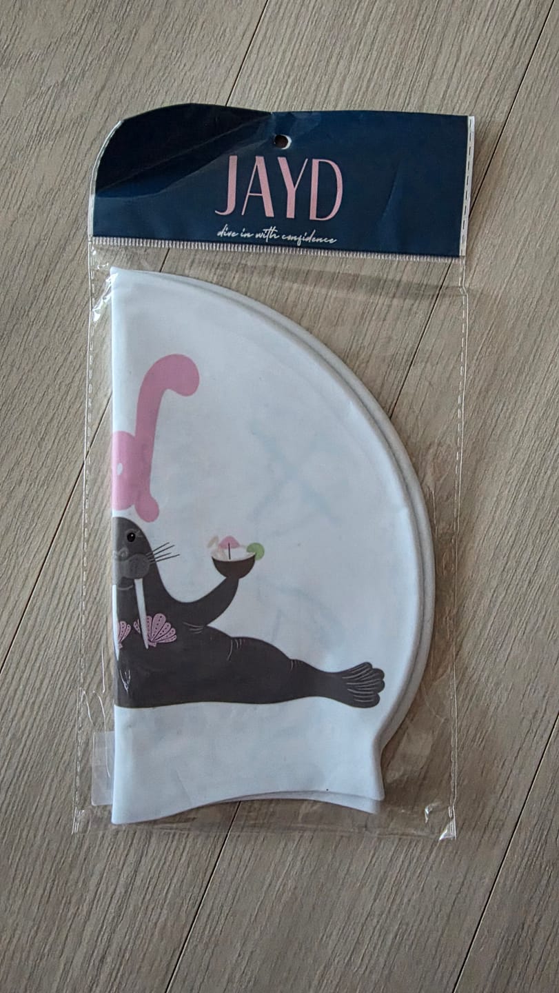 Customer photo review of JAYD Swim Cap - Shell Yeah