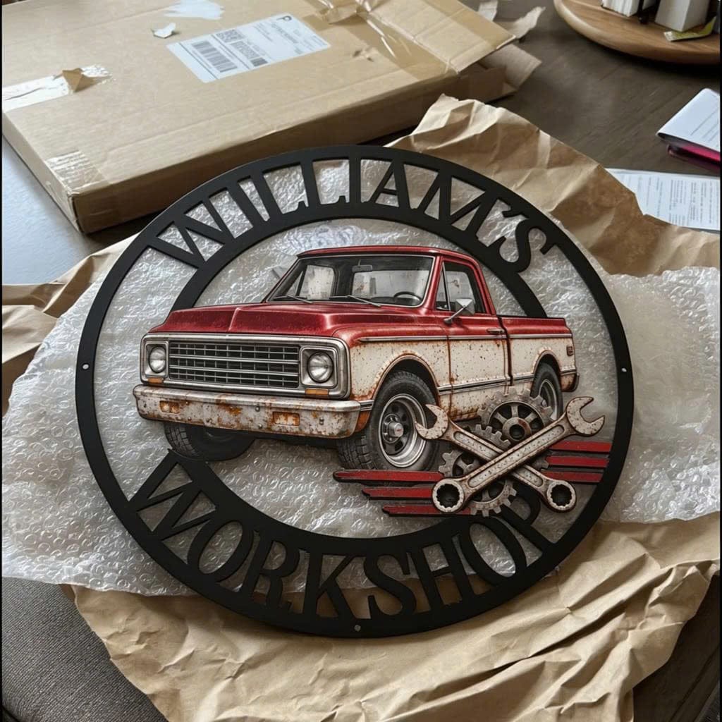 Customer photo review of This Is His Garage - Personalized Custom Shaped Metal Sign
