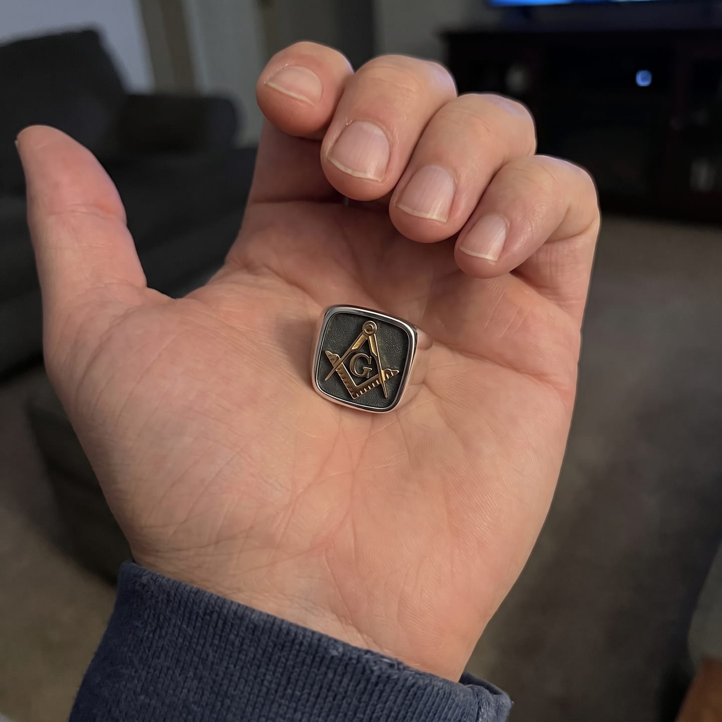 Customer photo review of Masonic Letter G Signet Ring