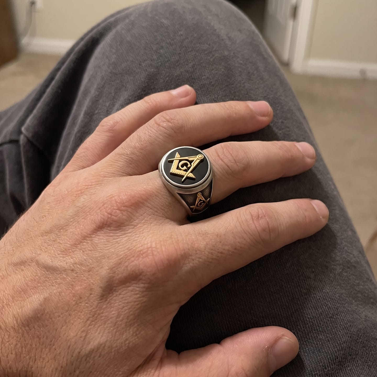 Customer photo review of Letter G Masonic Signet Ring