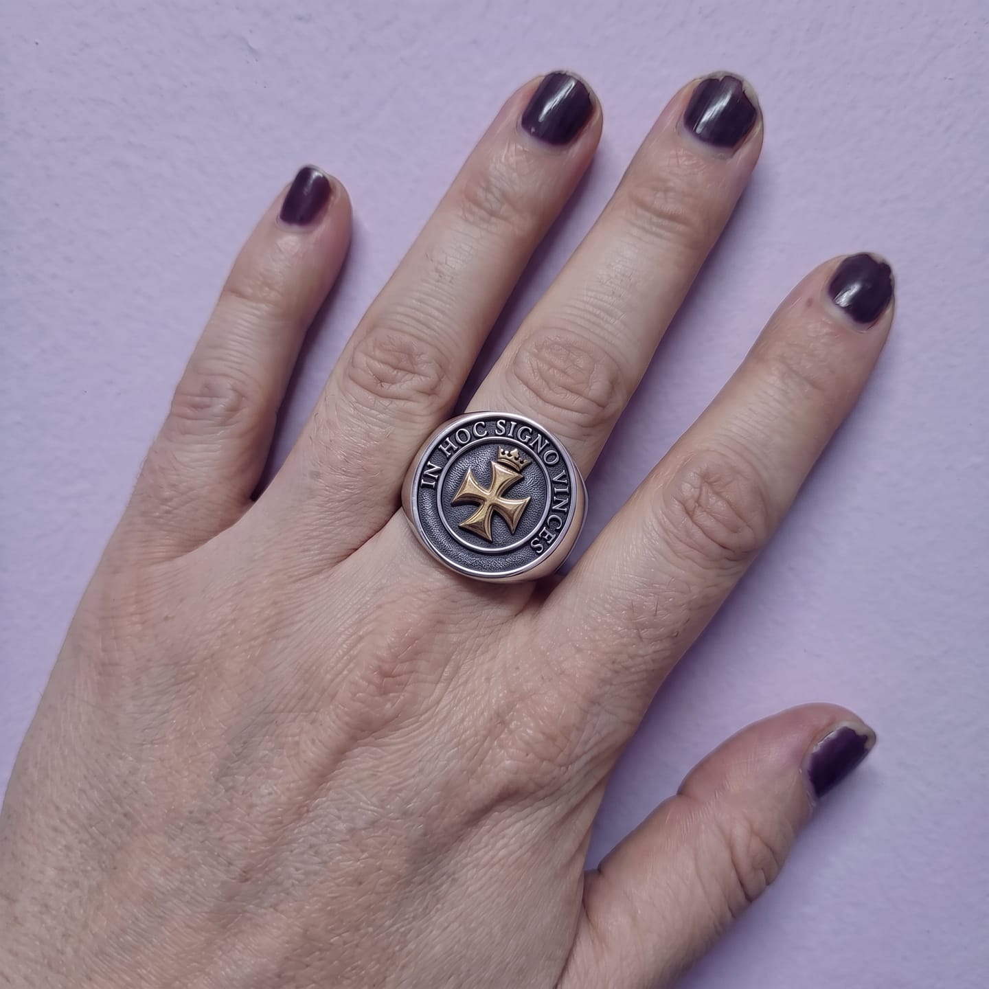 Customer photo review of Templar Cross and Crown Ring