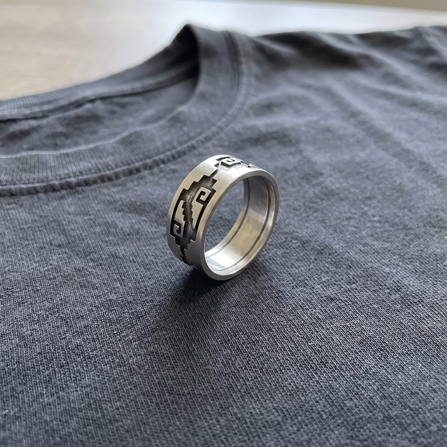 Customer photo review of Aztec Pattern Ring