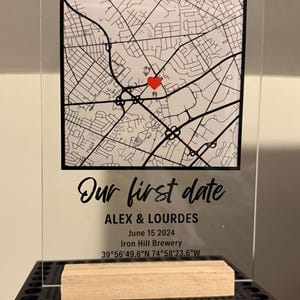 Customer photo review of Where We Met Map Plaque
