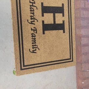 Customer photo review of Personalized Family Name Monogram Doormat