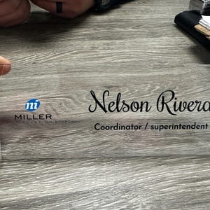 Customer photo review of Personalized Acrylic Name Block - Logo (Clear Background)