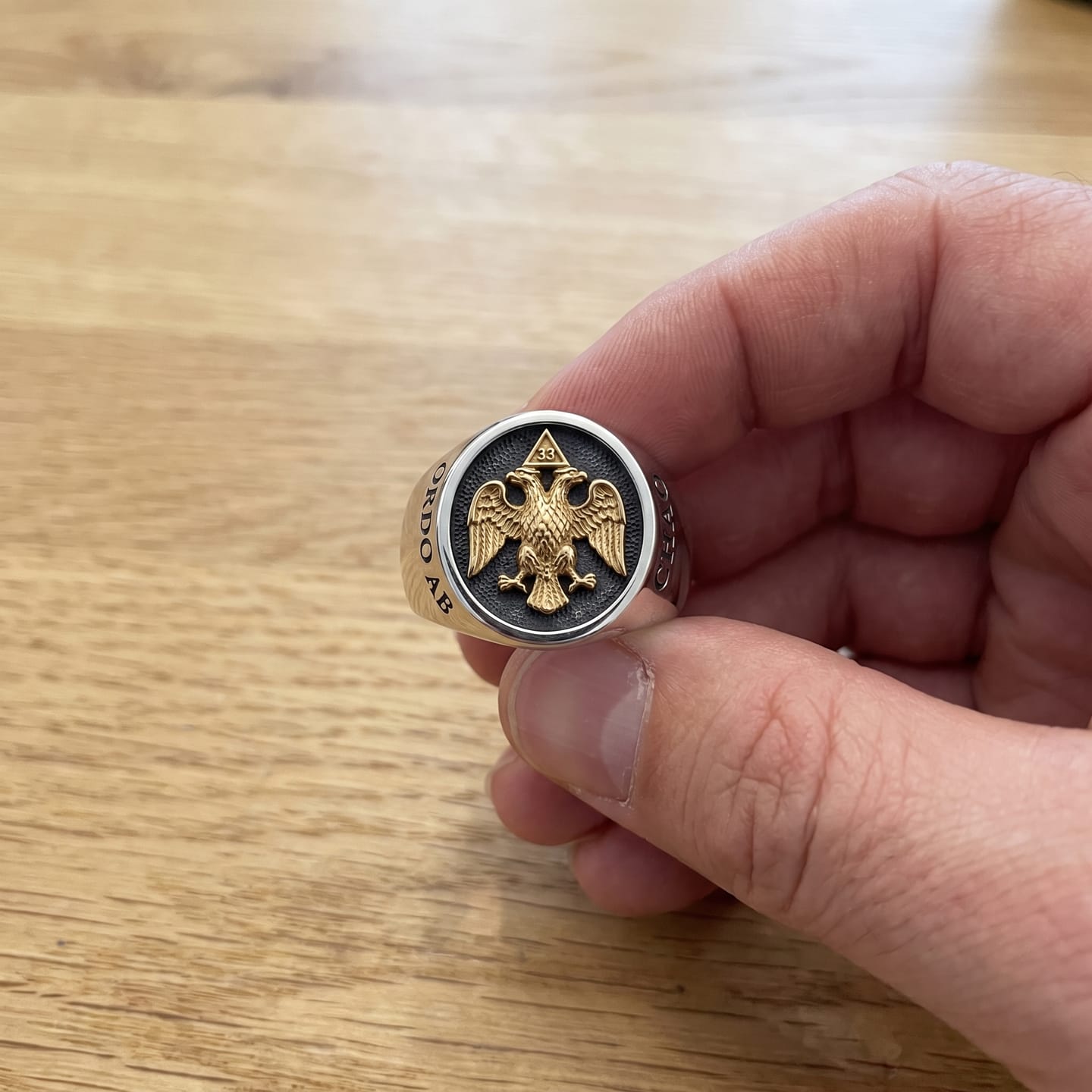Customer photo review of Masonic 33rd Degree Eagle Ring