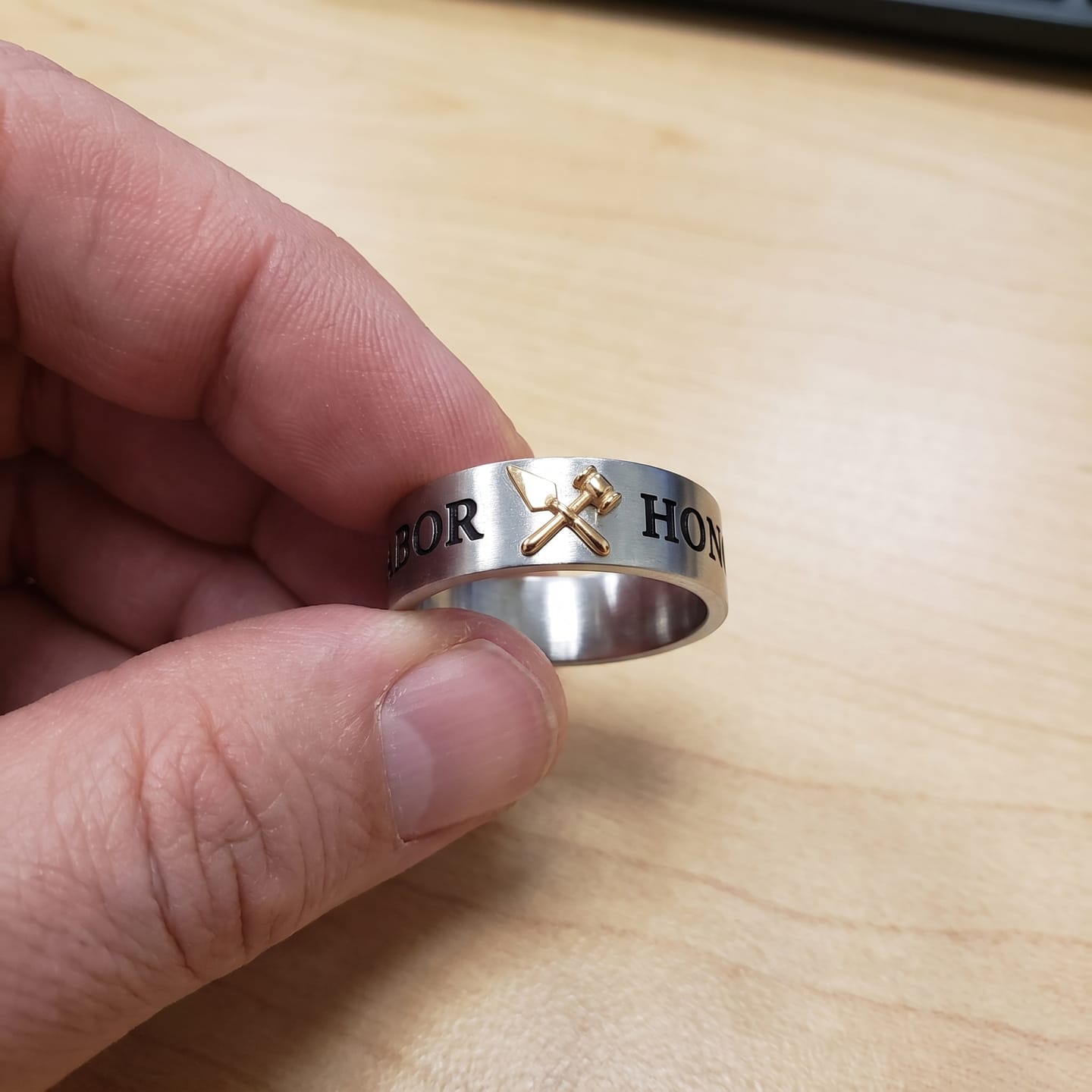 Customer photo review of Labor Et Honor Masonic Ring