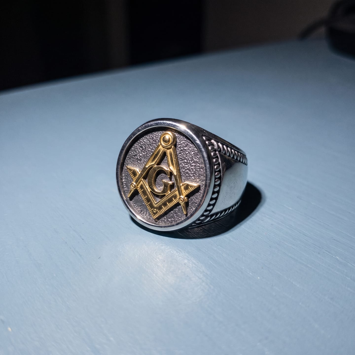 Customer photo review of Masonic G Square Compass Ring