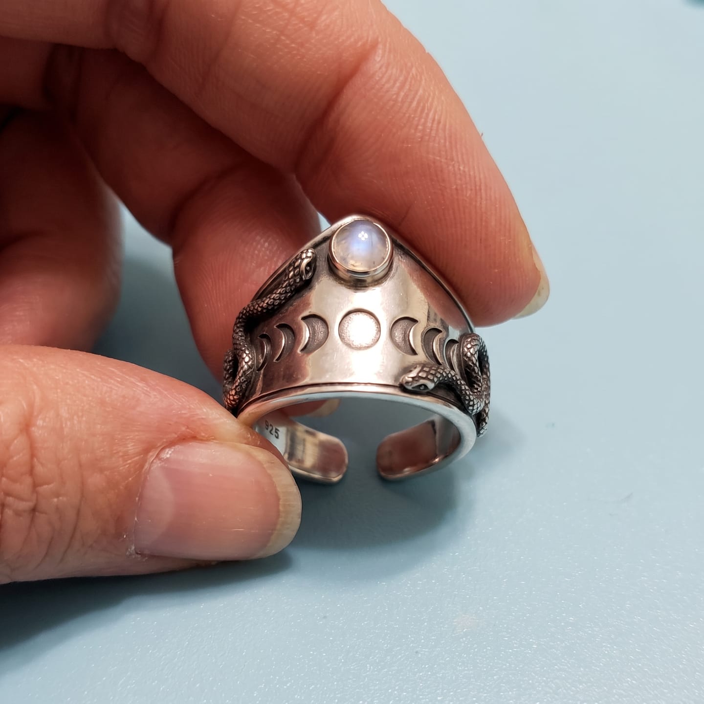 Customer photo review of Serpent Moonstone Ring