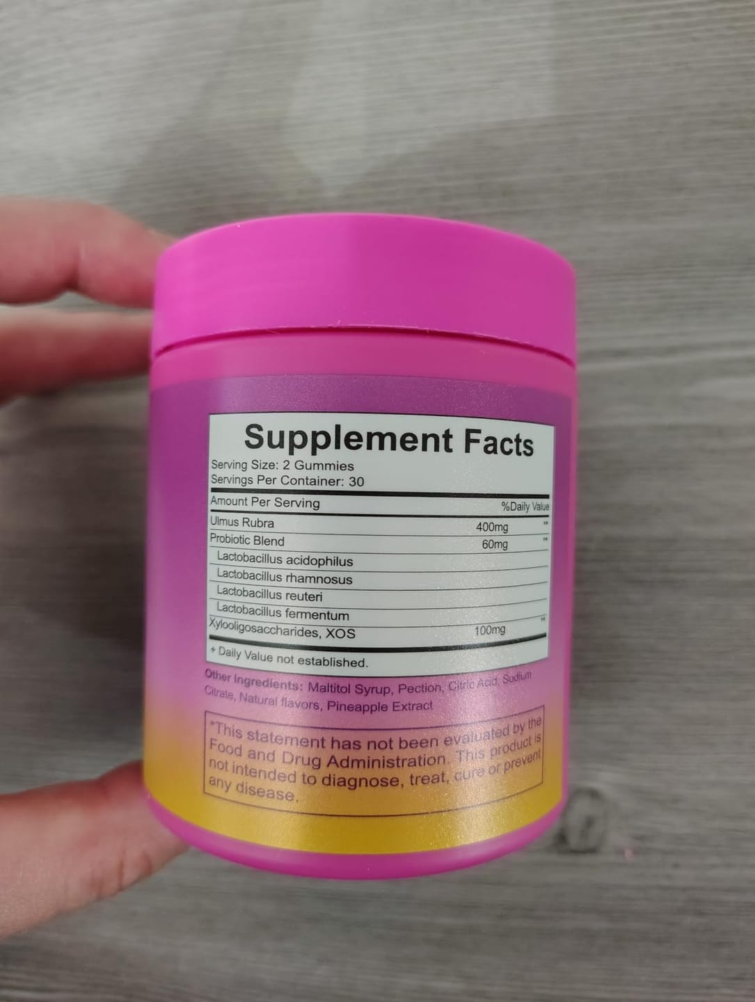 Customer photo review of Slippery Elm Probiotic Gummies for Women