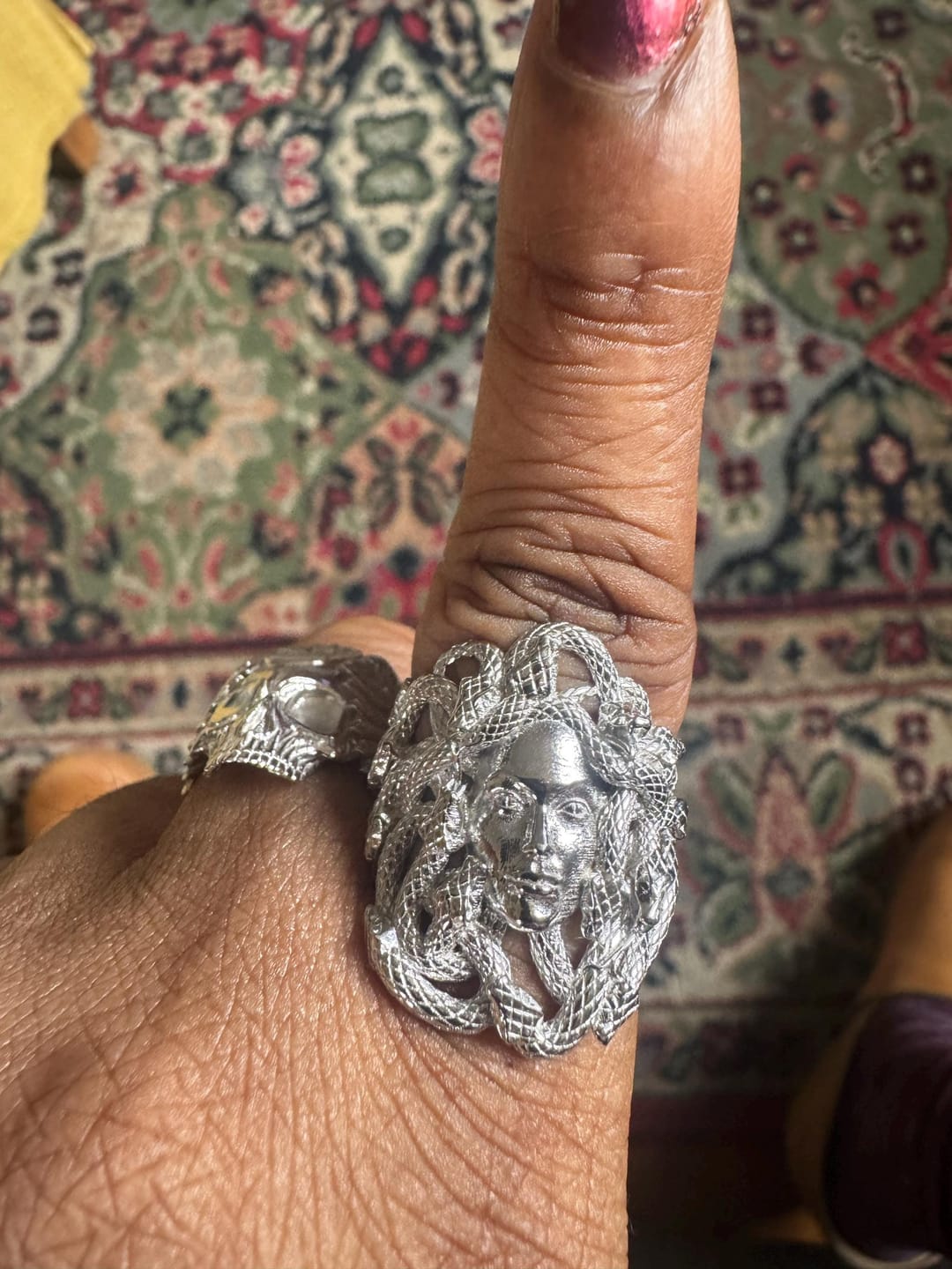Customer photo review of Coiled Snake Medusa Ring