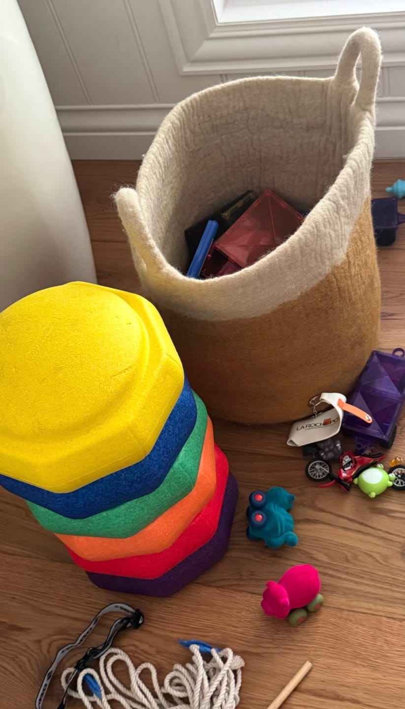 Customer photo review of Toy Basket in Mustard - Medium