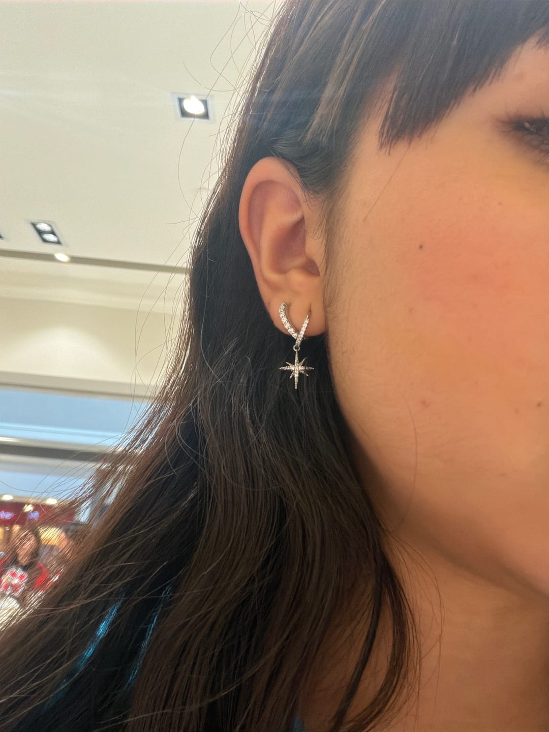 Customer photo review of Par Arracada Zirconias Birthstone Plateada