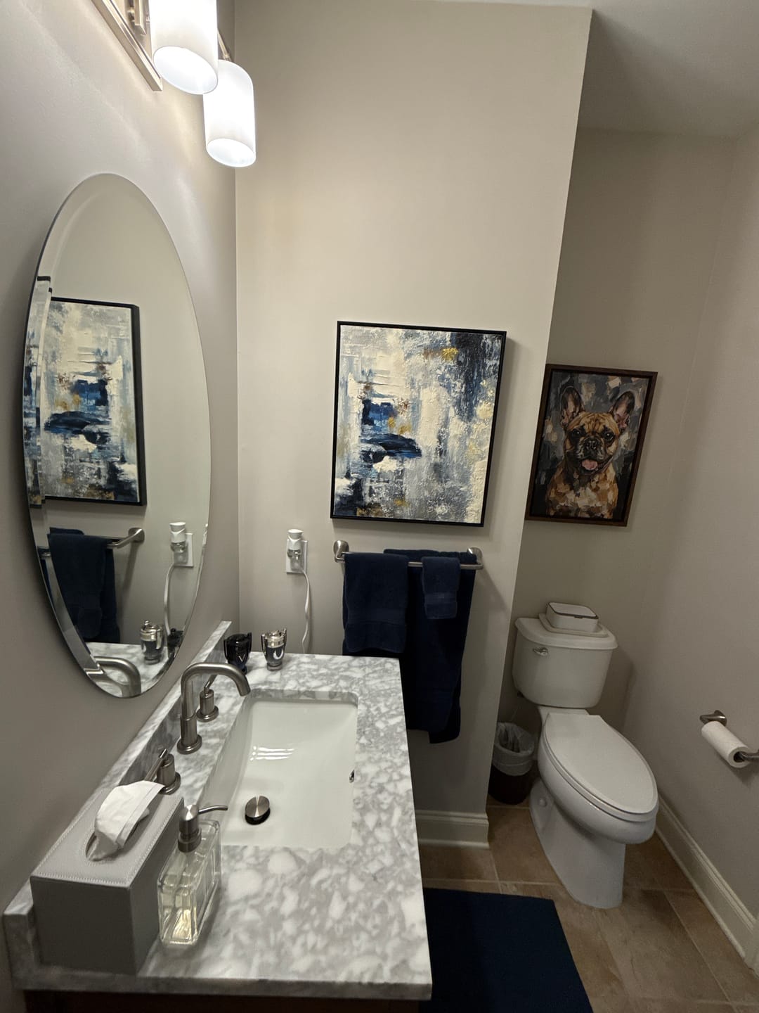 Customer photo review of Urban Tranquility – Luxury Hand-Painted Abstract Canvas Art in Blue, Gray & Gold