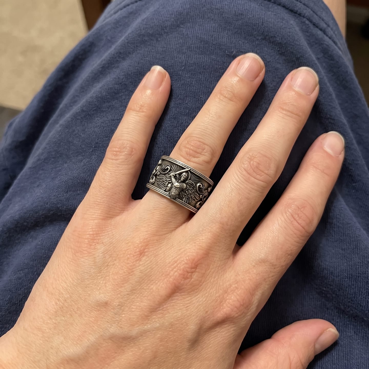 Customer photo review of Saint Michael Sword Ring
