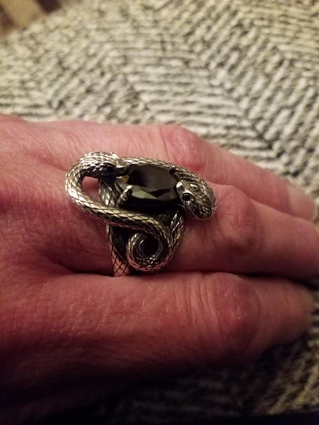 Customer photo review of Twin Serpent Gemstone Ring