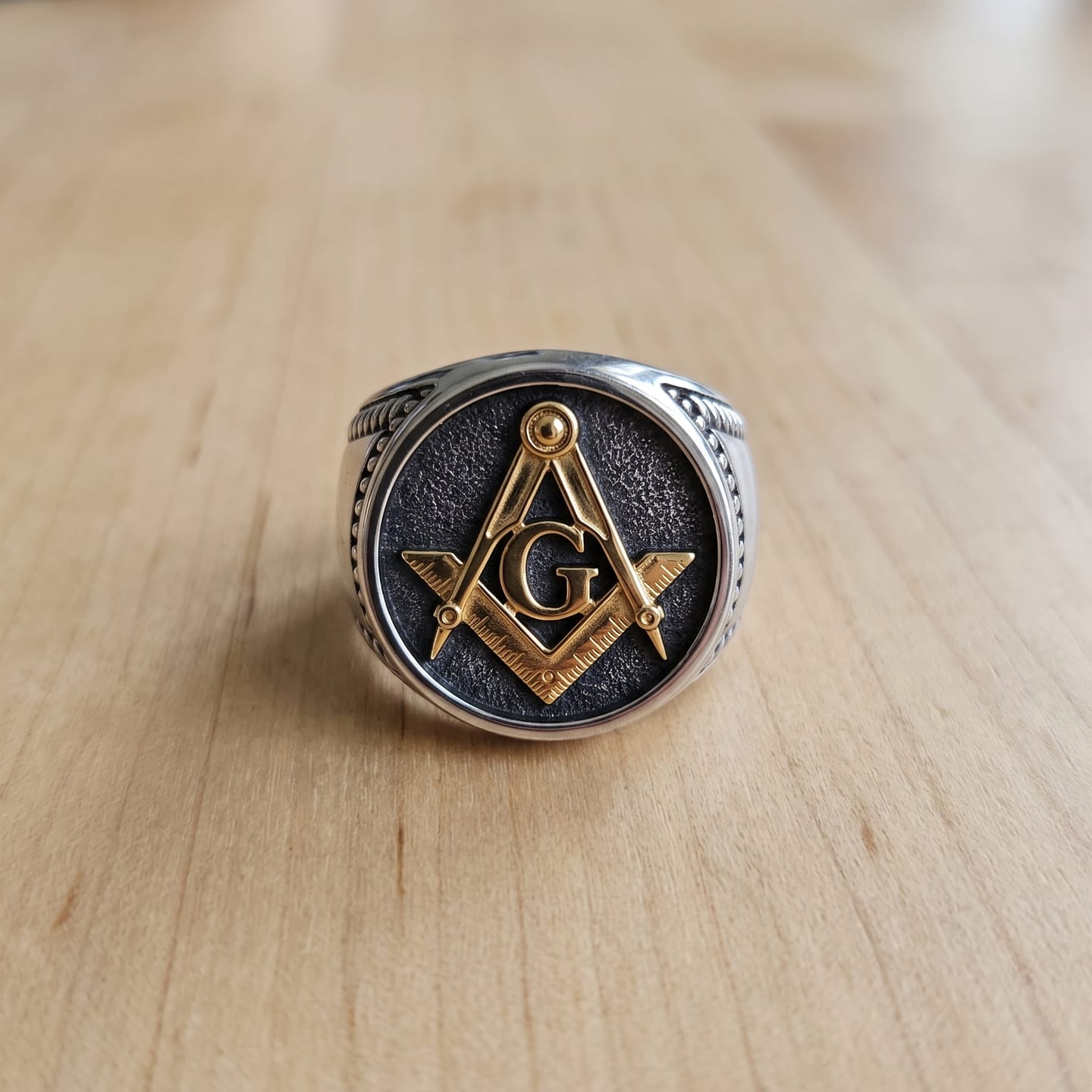 Customer photo review of Masonic G Square Compass Ring