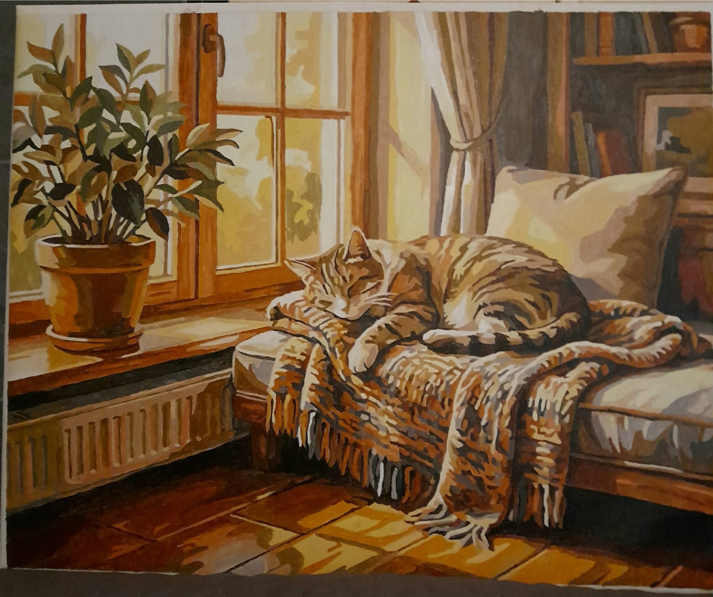 Customer photo review of Tabby Cat on Blanket 50x40cm - Paint By Numbers