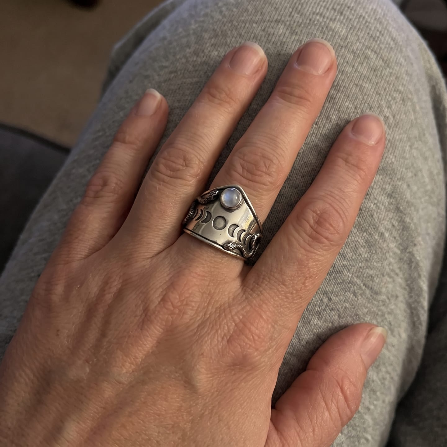 Customer photo review of Serpent Moonstone Ring