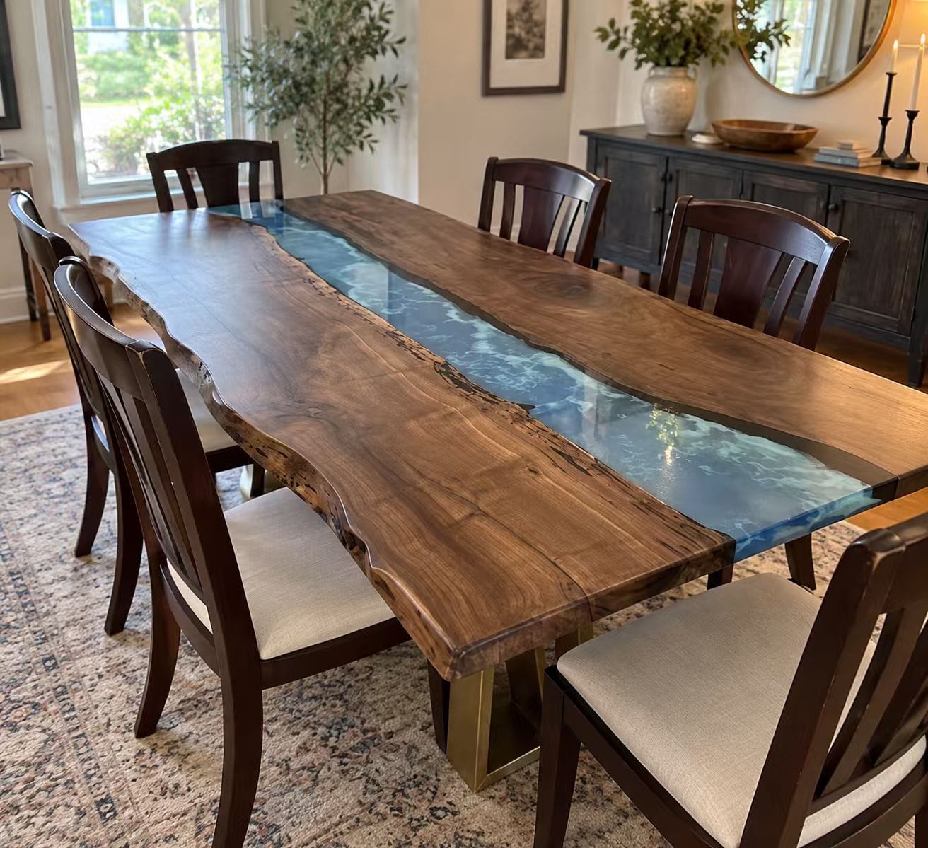 Customer photo review of Rectangular Black Walnut and Transparent Black Resin Conference Table