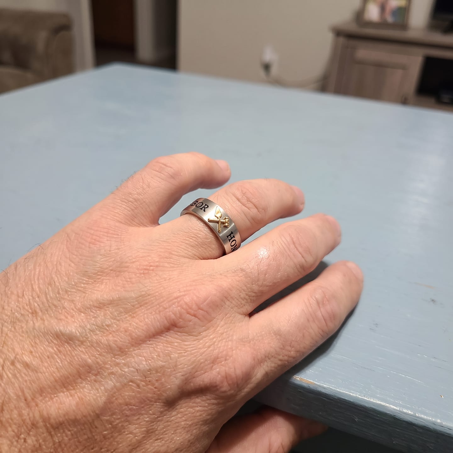 Customer photo review of Labor Et Honor Masonic Ring