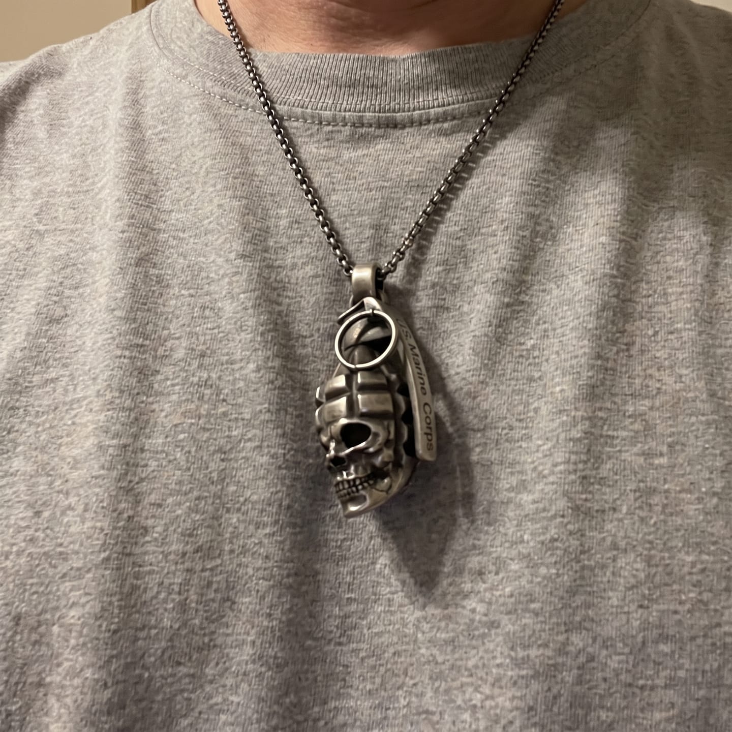 Customer photo review of Skull Grenade Pendant