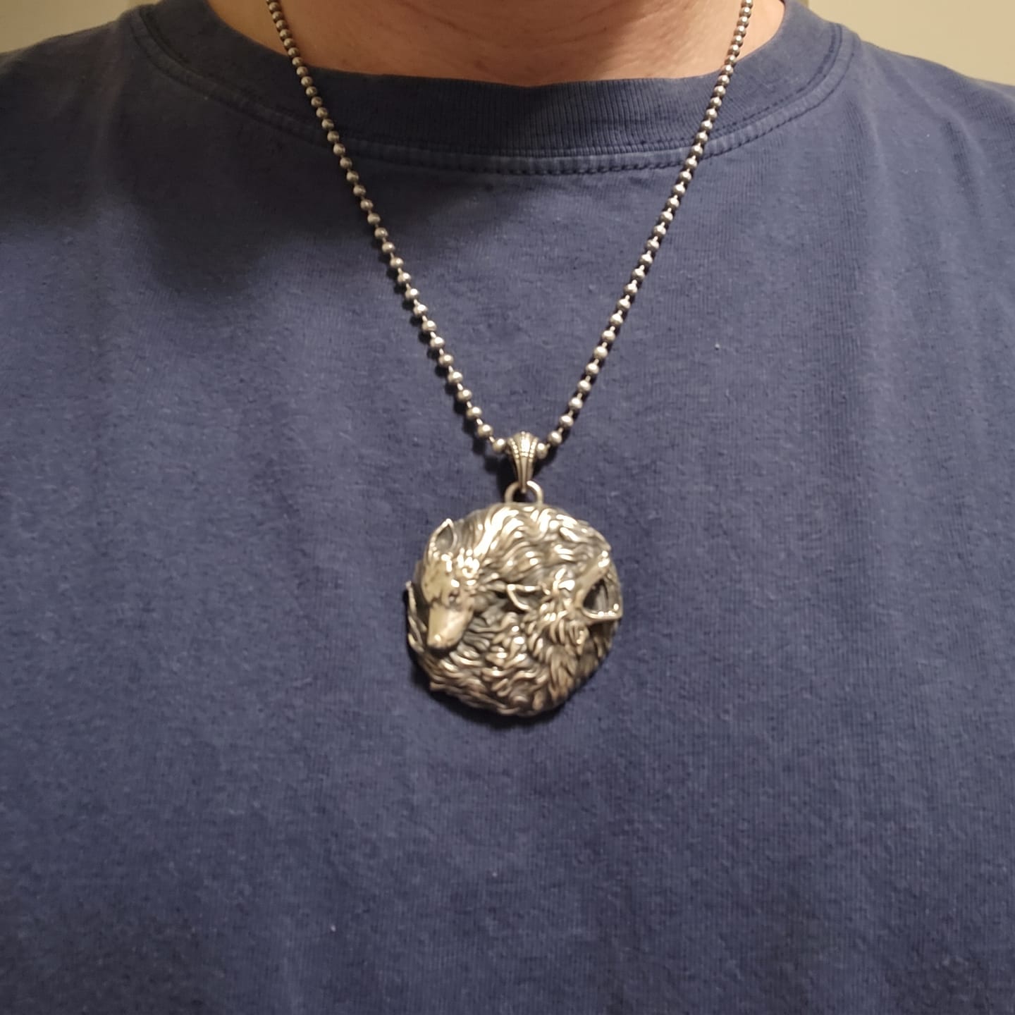 Customer photo review of Dual Wolf Yin Yang Pendant