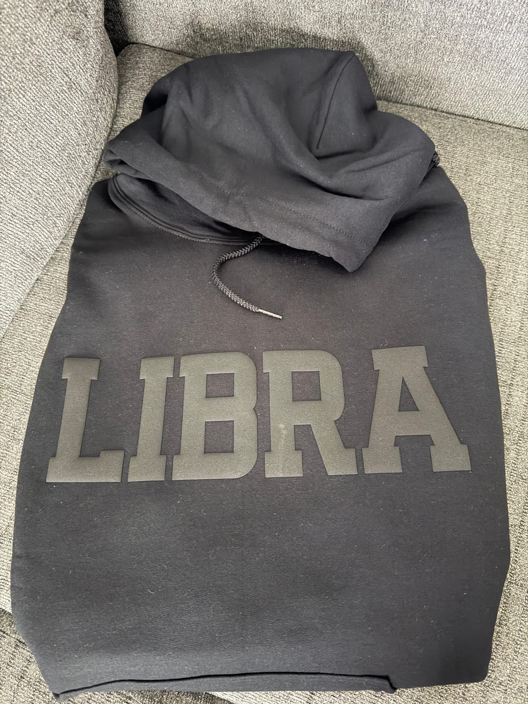 Customer photo review of Black Zodiac Puff Print Hoodie