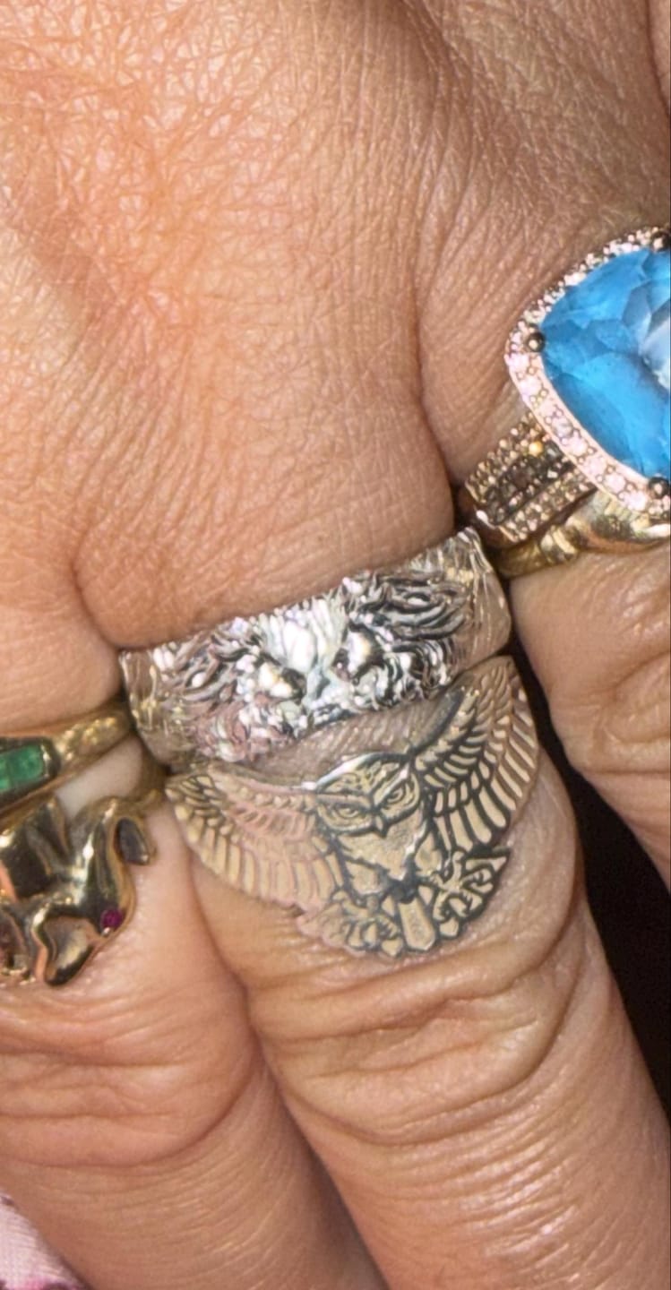 Customer photo review of Twin Roaring Lion Band Ring