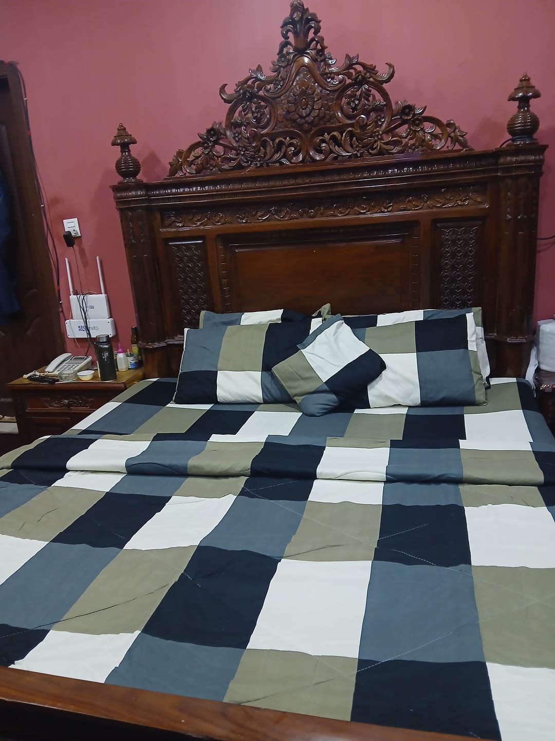 Customer photo review of MAROON SATIN STRIPE CUSHION COVER (PACK OF 2)