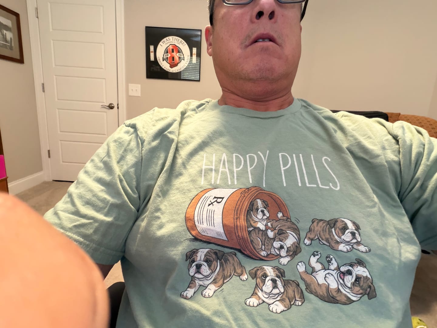Customer photo review of Happy Pills English Bulldog Shirt