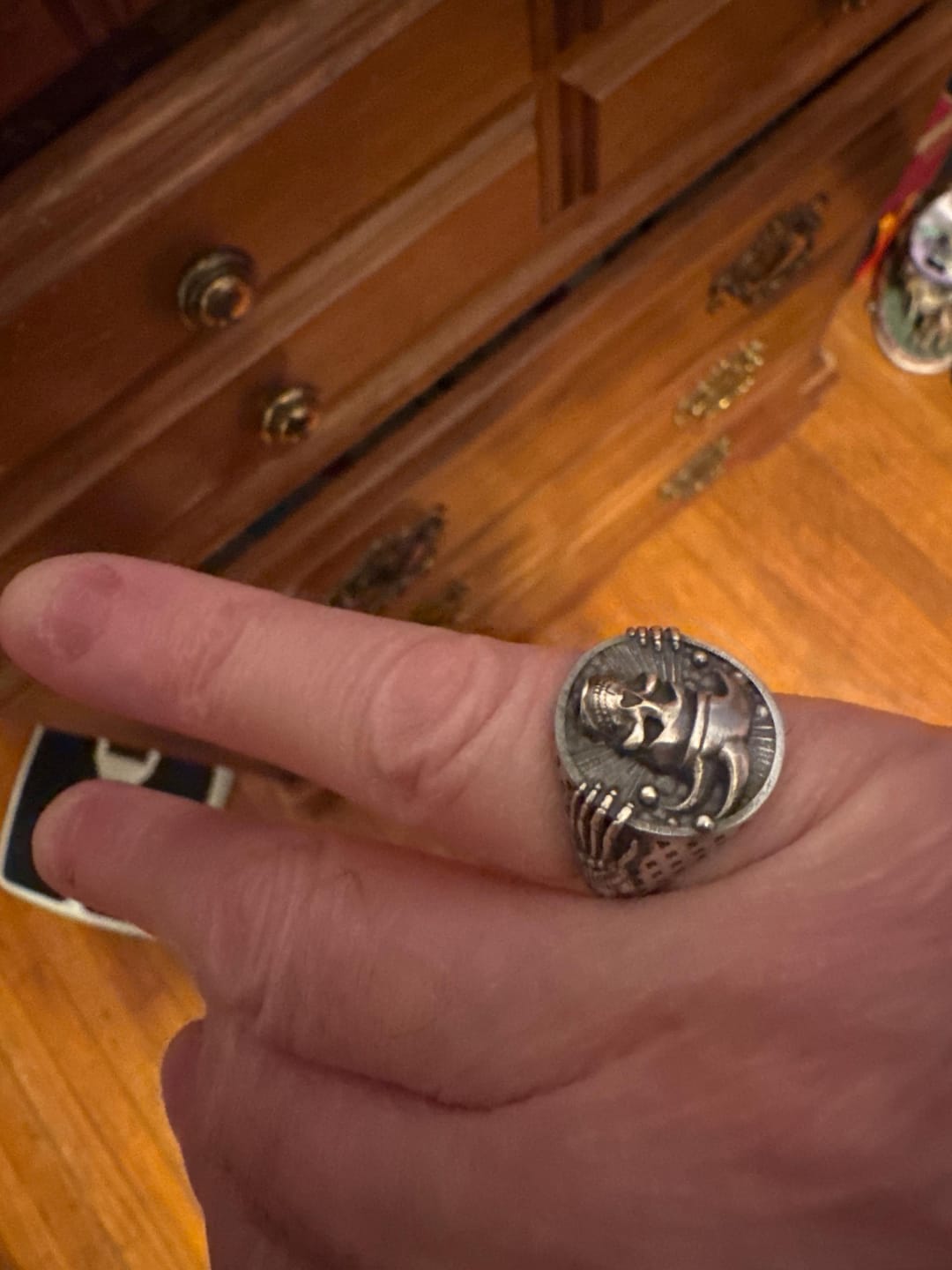 Customer photo review of Jester Skull Ring