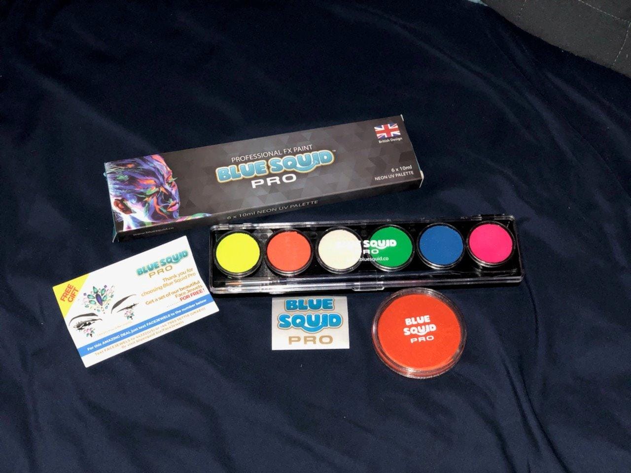 Customer photo review of Blue Squid PRO Face Paint - Professional Water Based Single Cake Facepaint & Body Paints - SFX Makeup, Kids Adults Face Painting for Costume, Halloween, Cosplay