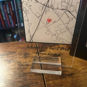 Customer photo review of Where We Met Map Plaque