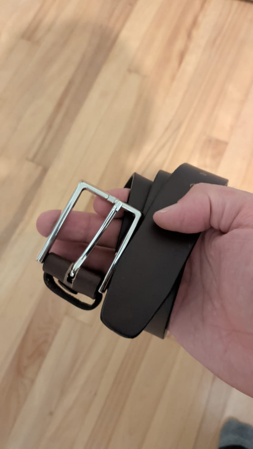 Customer photo review of The Crest Belt - Slim Black 35mm 100% Full-Grain Leather Belt