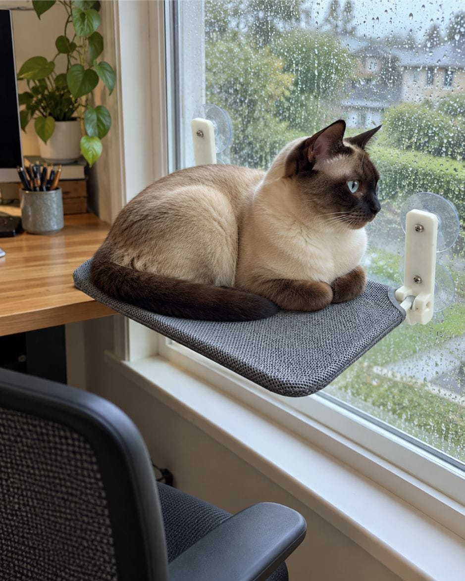 Customer photo review of Secure & Stylish Cat Window Perch Hammock
