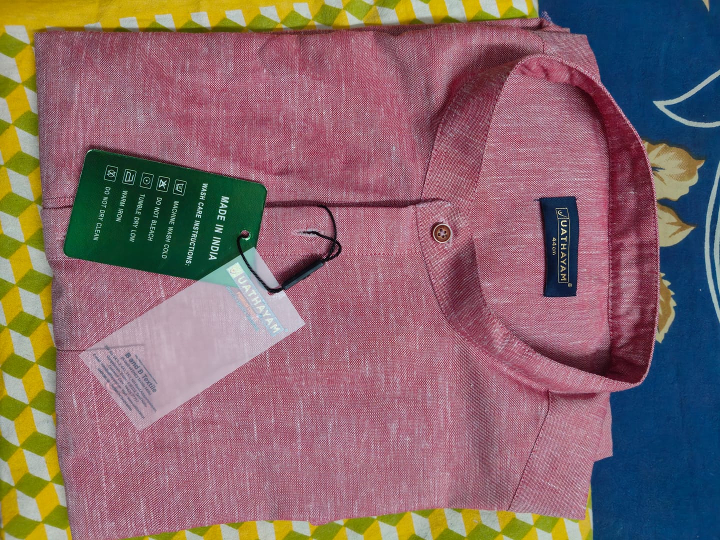 Customer photo review of Vibe - Light Raspberry Short Kurta For Mens | Uathayam