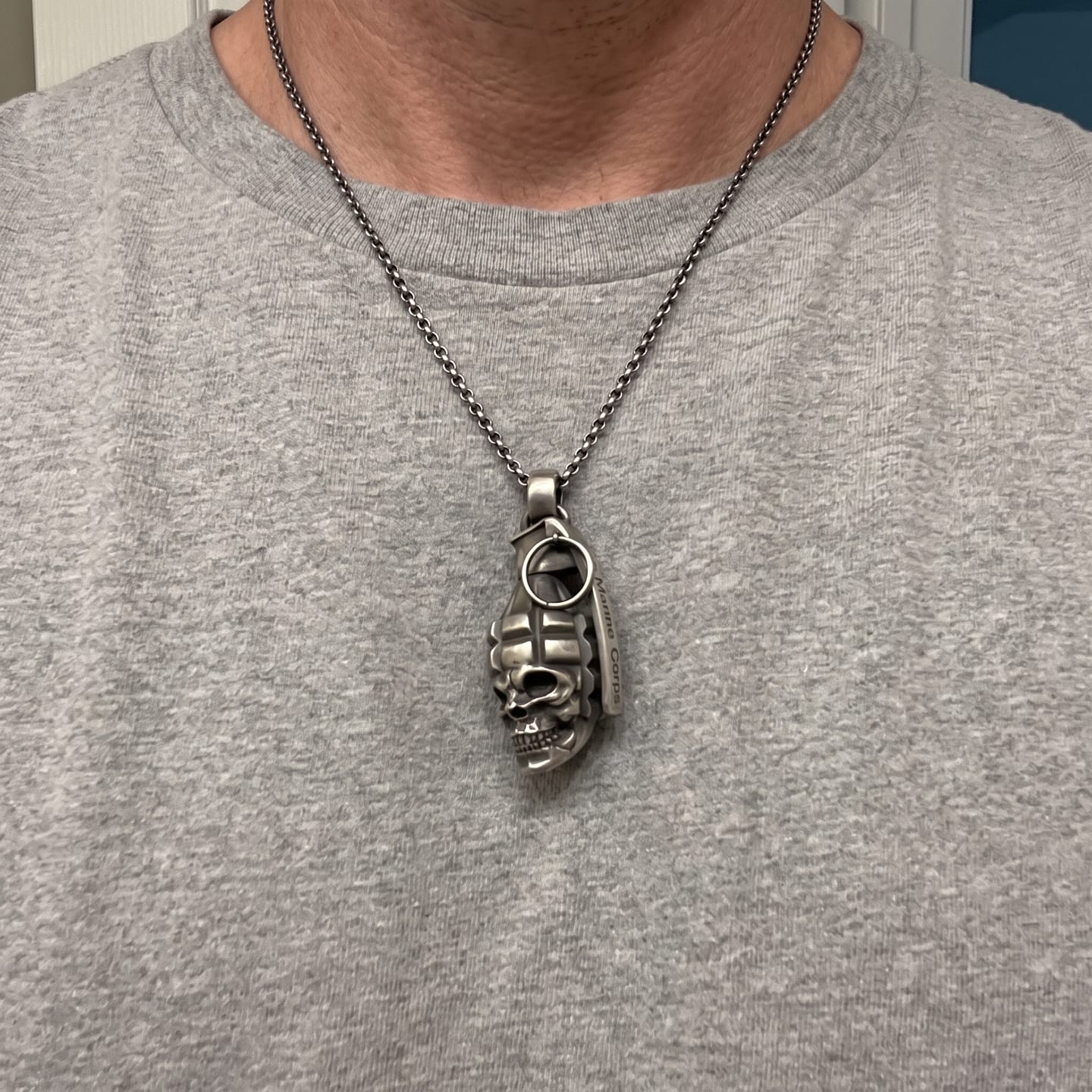 Customer photo review of Skull Grenade Pendant