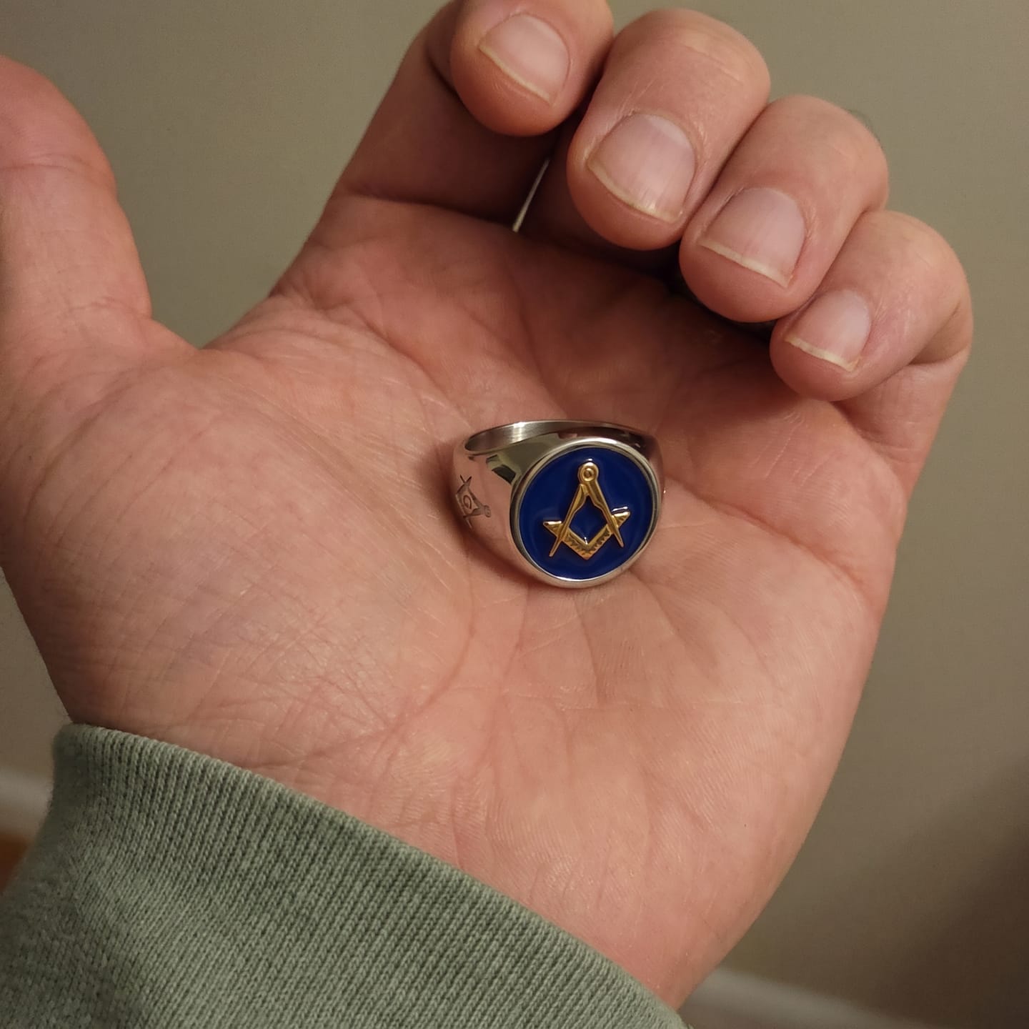 Customer photo review of Blue Lodge Masonic Signet Ring